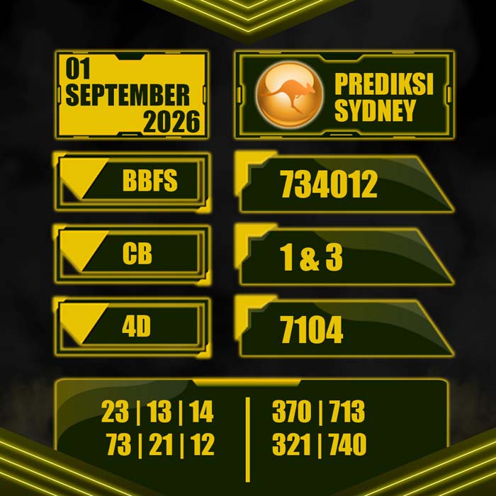prediksi result SYDNEY 1-Sep-2026