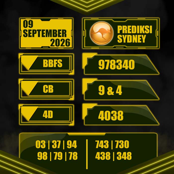 prediksi result SYDNEY 9-Sep-2026